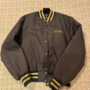 Wyoming University Brown Bomber Jacket with Gold Trim